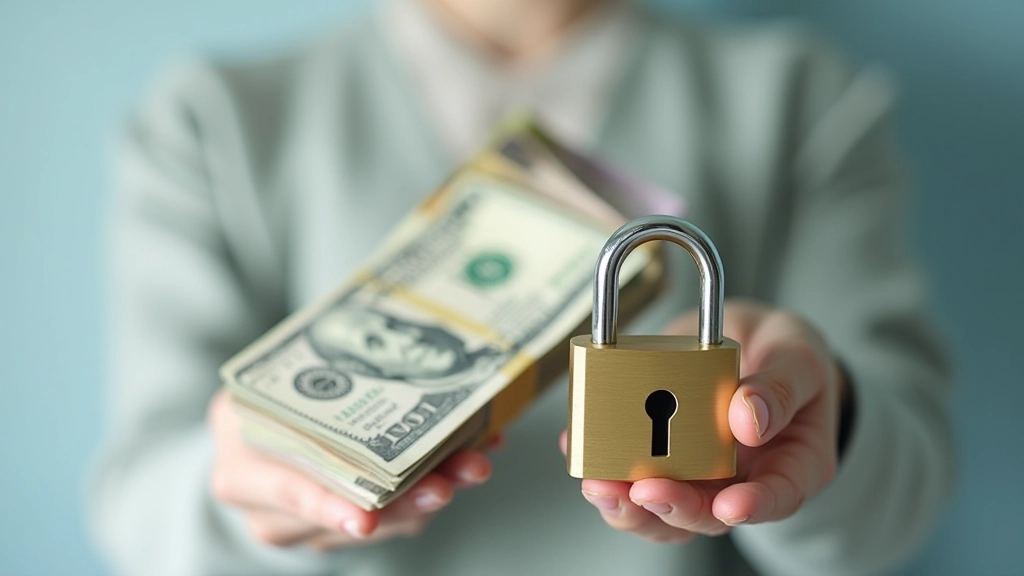 Sicherheitsschloss und Geldbündel als Symbol für Schutz von Ersparnissen