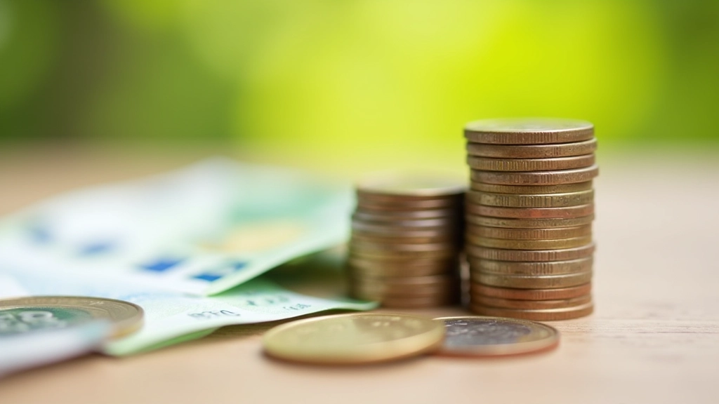 Gestapelte Münzen und Geldscheine auf Holzuntergrund, symbolisiert Sparvermögen