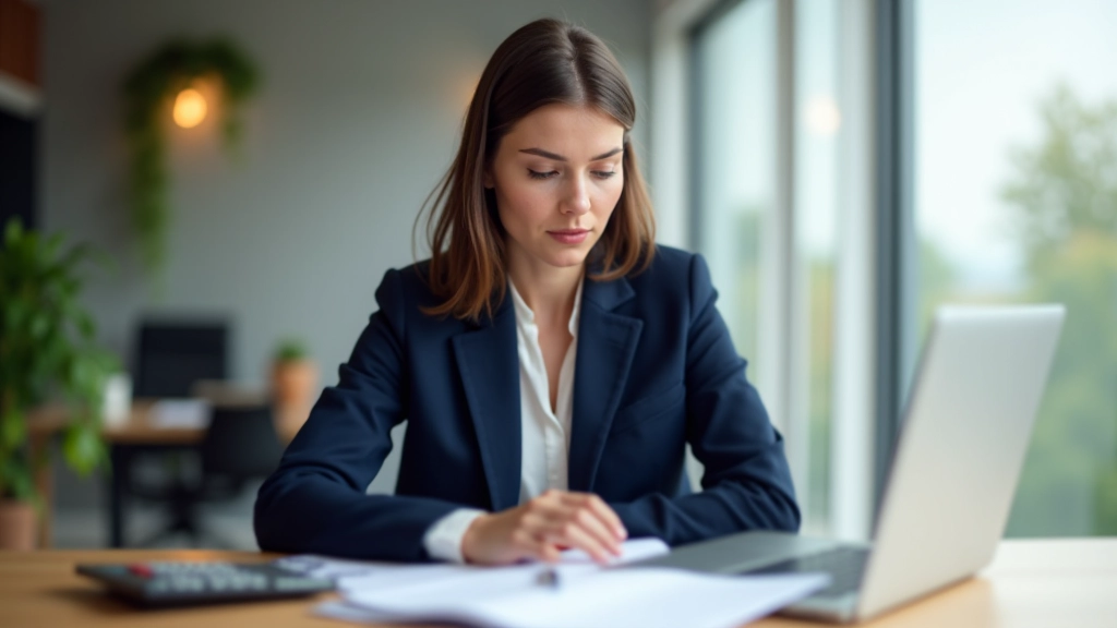 Person arbeitet an Laptop mit Taschenrechner und Finanzunterlagen, zeigt Berechnung von realer Rendite