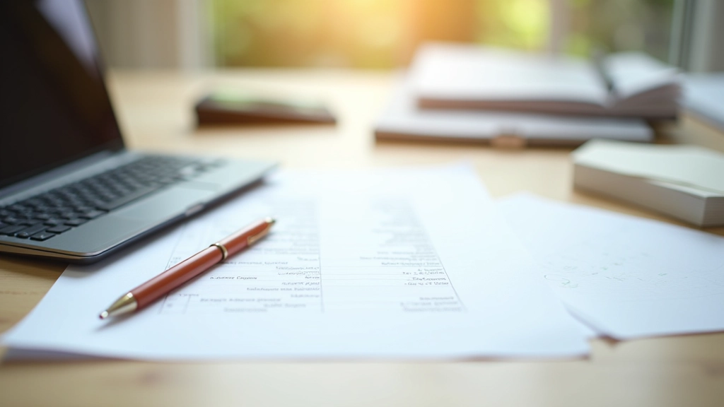 Arbeitsplatz mit Notizbuch, Taschenrechner und Stift zur Verwaltung von Sparkonten und Zinssätzen